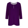 thumbnail image 4 of FAIWAD Oversized Tshirts for Women 3/4 Sleeve Button Decor Tops Cute Round Neck Basic Business Tees Blouses, 4 of 4