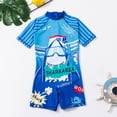thumbnail image 2 of MIASHUI One-Piece Boys Short Sleeve Swimsuits Rash Guard Suits Zip Swimwear,Blue,9-10 Years, 2 of 9