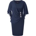 thumbnail image 1 of Hanna Nikole Robe en Chiffon à Manches Courtes pour Femmes Grande Taille avec Volants et Strass, 1 of 8