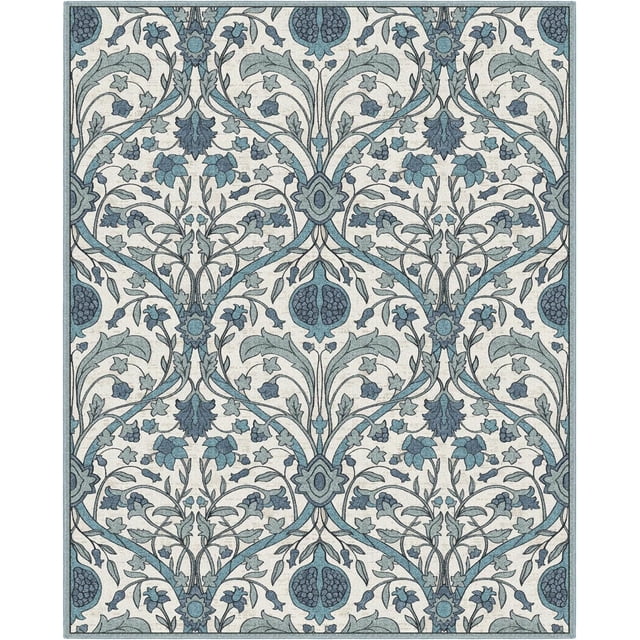 phonzenuo Washable Area Rug 8x10, Large Soft Rugs Vintage Rug for Living Room, Bedroom Rug, Farmhouse, Dining Room, Kids Playroom, Cream Gray Multi