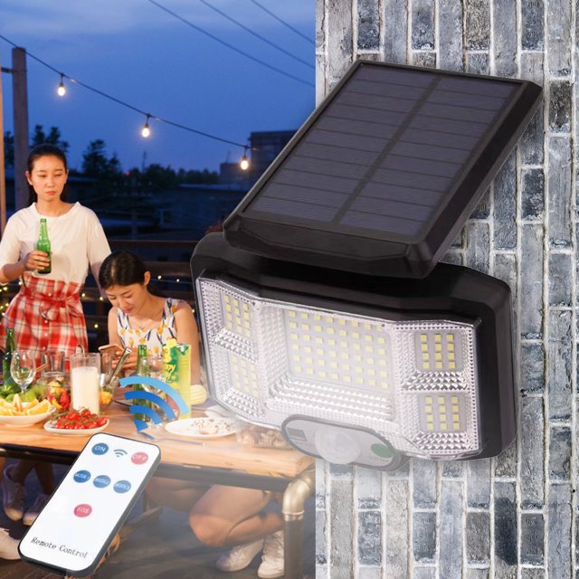 EGNMCR Solar Outdoor Lights, Motion Sensor Solar Powered Lights IP65 Waterproof,3 Modes, With Remote Control,Wall Security Lights For Fence Yard Garden Patio, Gift