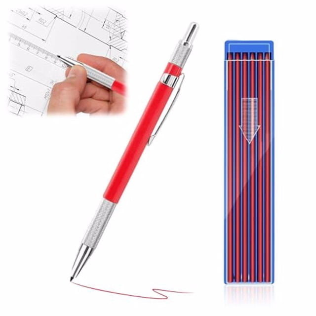braveheart Automatic Pencil Set Smooth Writing Drawing Suitable For All Ages Soft red and red refill