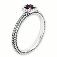 thumbnail image 3 of Bague Grenat Rhodolite à Carreaux en Argent Sterling Stackable Expressions Taille 5, 3 of 3
