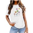 thumbnail image 1 of EQWLJWE Hauts d'Été pour Femmes Hauts pour Femmes Liquidation Femmes T-shirt Décontracté Imprimé Col Rond Manches Courtes Chandail Blouse Hauts, 1 of 4