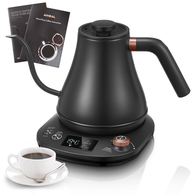 Electric Gooseneck Kettle Temperature Control, Pour Over Electric Kettle for Coffee and Tea, 100% Stainless Steel Inner, 1200W Rapid Heating, 0.8L, B