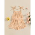 thumbnail image 3 of SUNSIOM Little Girls Summer Cami Jumpsuit Sleeveless Button Up Ruffle Trim Plaid Overalls with Belt, 3 of 6