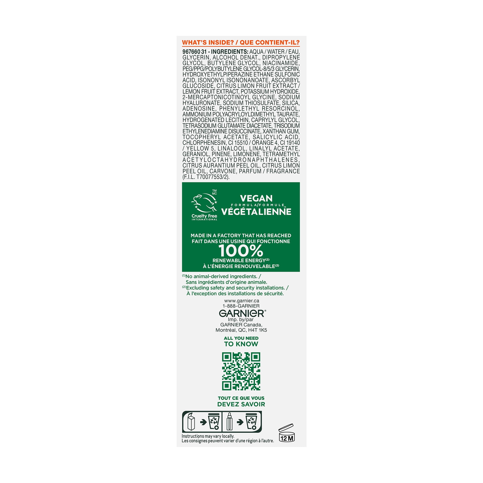Garnier Sérum visage vitamine C, acide salicylique, niacinamide, Melasyl, 30 ml