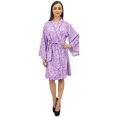 thumbnail image 2 of Bimba Kimono de Demoiselle d'Honneur en Popeline de Coton Bleu à Imprimé de Feuilles pour Femme - 18, 2 of 4