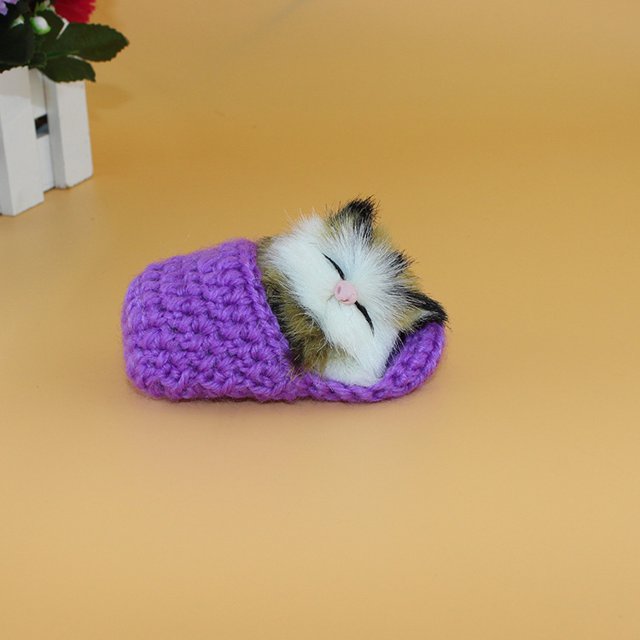 Sleeping Cat Toy Small Cat Stuffed Animal Plush Toy Kitten(Cat in Random Color)Purple