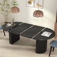 thumbnail image 1 of Weselon 78" Extendable Dining Table for 6-8, Modern Oval Kitchen Table with Roman Column Table Leg, Large Oval Solid Wood Table, Dining Room Table,Black, 1 of 9