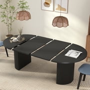 Weselon 78" Extendable Dining Table for 6-8, Modern Oval Kitchen Table with Roman Column Table Leg, Large Oval Solid Wood Table, Dining Room Table,Black