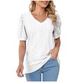 thumbnail image 1 of RKSTN Womens Tops Fashion Mesh Breathable Short Sleeve V-Neck Blouse Tops Comfortable Temperament Solid Color Tops, 1 of 4