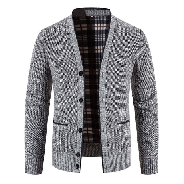 Grrvtrz Men Cardigans Sweaters Winter Thicker Warm Sweaterscoats Outwear V-Neck Casual Button Down Slim Fit Sweaters with Pockets