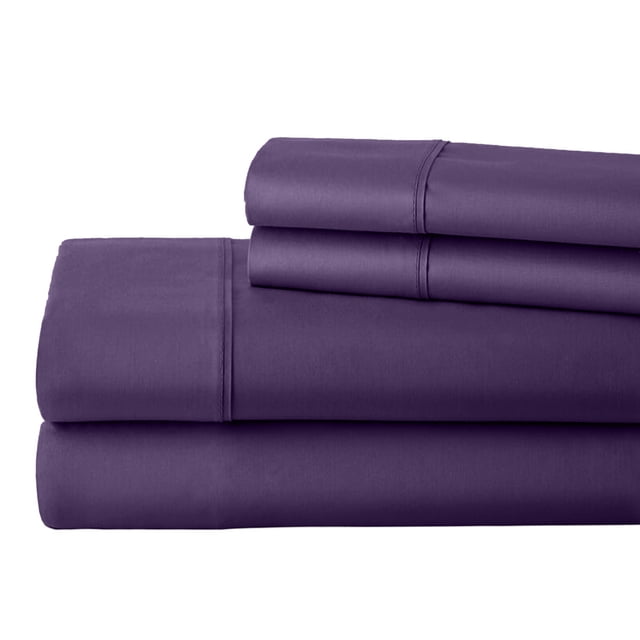 Real 1000 Thread Count RV Short King Size Sheets 100% Egyptian Cotton 4 PC Sheet Set, Luxurious Bedsheet Sets Soft Silky Sateen Weave, Breathable, Fits Upto 21 Inch EXTRA DEEP POCKET - Plum