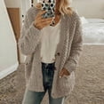 thumbnail image 1 of TIMIFIS Women’s Open Front Fleece Cardigan Button Long Sleeve Open Knitted Fleece Cardigan Outwear Sweater Coat Spring Fall Jackets Outerwear-GrayFall/Winter, 1 of 6