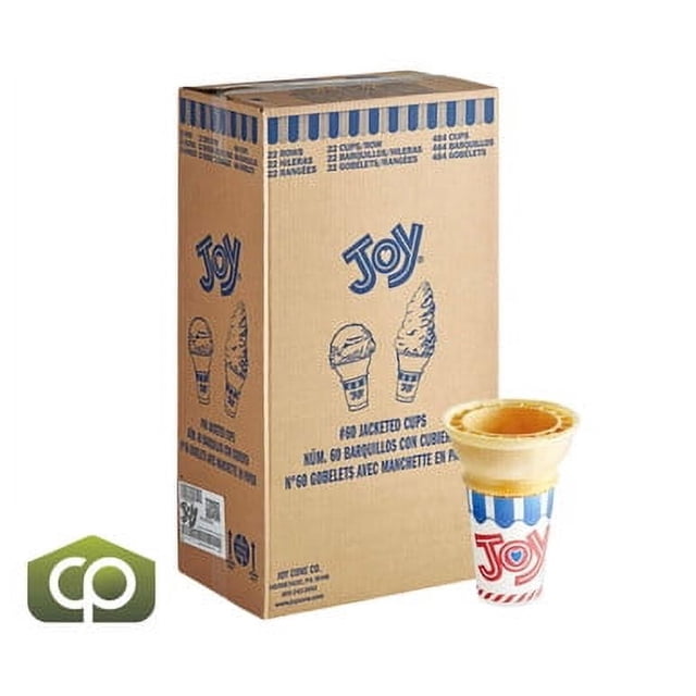 JOY #60 Flat Bottom Jacketed Cake Cone – Touchless Paper Hygiene Sleeve & Self-Standing Mid-Format Wafer, Professional 484/Case Commercial Master Pack