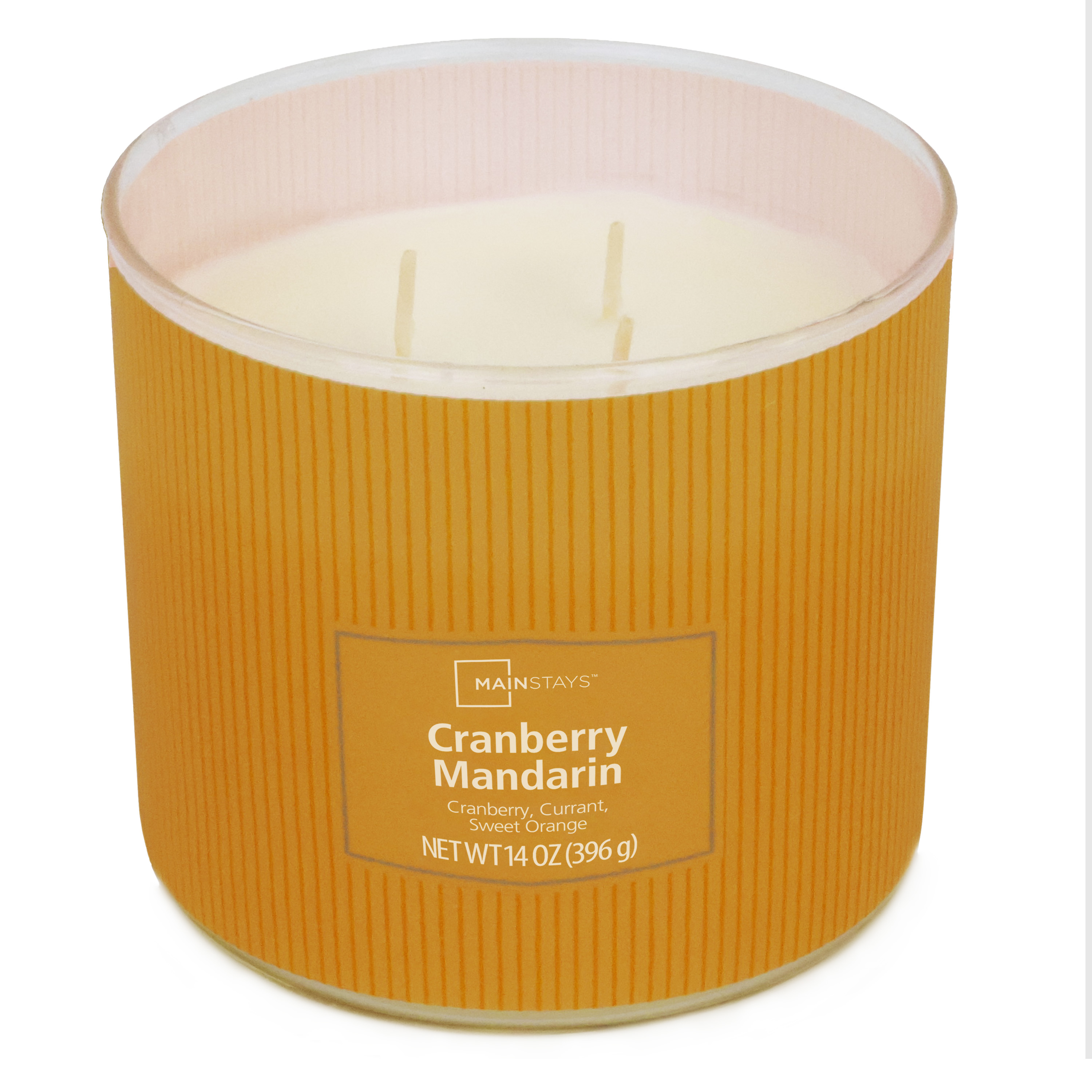 1. Bougie parfumée Mainstays à 3 mèches, enveloppée texturée Canneberge mandarine, 14 oz