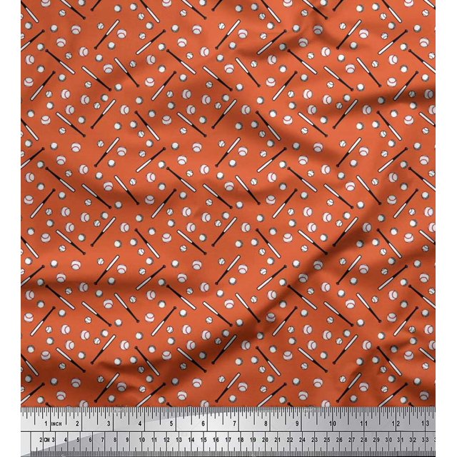 Soimoi Velvet Fabric Baseball Sports Decor Fabric Printed Yard 58 Inch Wide