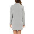 thumbnail image 3 of INSPIRE CHIC Chemise de Nuit à Manches Longues pour Femme, Col à Revers Cranté, Boutonnée, TP Gris, 3 of 6