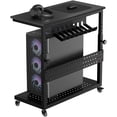 thumbnail image 1 of Support Tour d'Ordinateur Réglable avec Rack de Gestion des Câbles, Chariot Support de CPU à 2 Niveaux sur Roulettes avec Roues Verrouillables pour sous le Bureau, Noir, 1 of 8