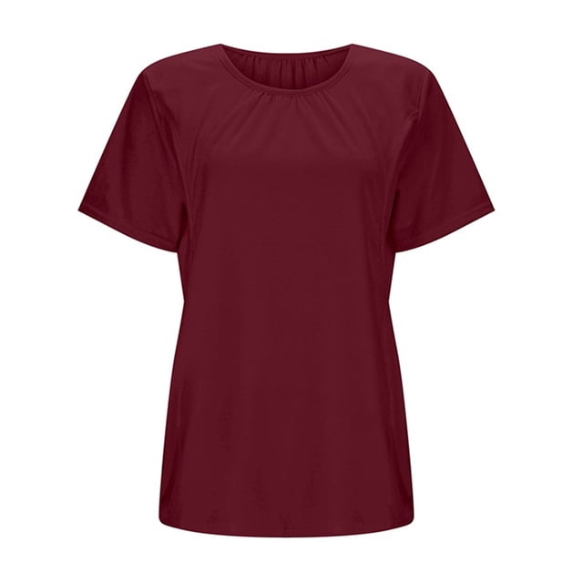 Chemises à Manches Courtes pour Femmes Enceintes Femmes Allaitement Couleur Unie Col Rond Manches Courtes Col Rond Blouse d'Allaitement Blouses à Manches Courtes pour Femmes Hauts à Manches Courtes pour Femmes