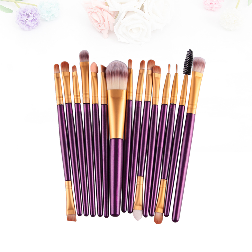 OULII 15pcs Professional Makeup Tool Set Nylon Assorted Color Uniform Makeup Application for Ladies Who Make Up