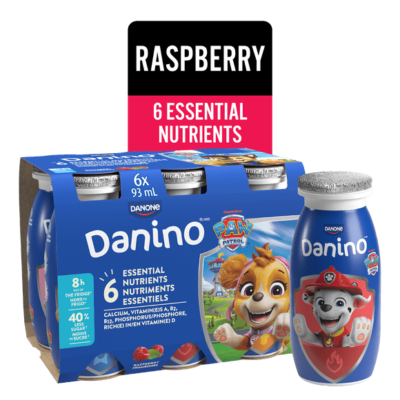 Danino Kids Yogurt Drink, Raspberry, Paw Patrol, 6x93ml