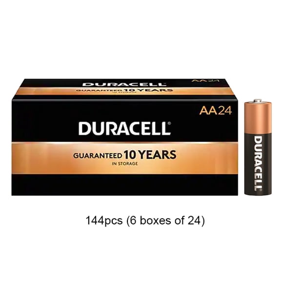 144 x AA Duracell Coppertop MN1500 Alkaline Batteries (BOXED)