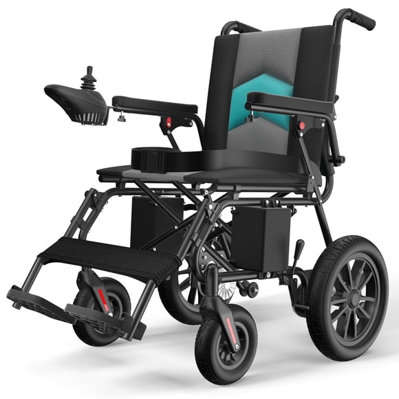 COOLHUT 15+ Miles Foldable Electric Wheelchair, Motorized Power Wheelchair with 2 Detachable Lead-acid Battery, Dual 250W Motors for All-Terrain, Intelligent Brake, 350lbs for Senior & Adult