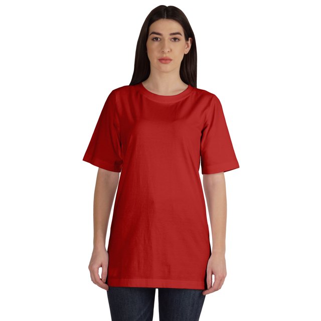 Inkmeso T-Shirt Basique en Coton à Col Rond pour Femmes Coupe Ample Décontracté Long Haut d'Entraînement