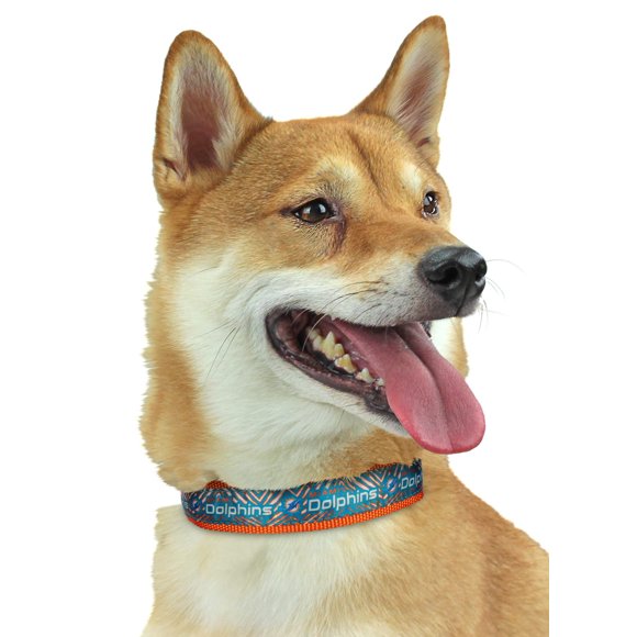 Zubaz NFL Collier Ajustable pour Animaux de Compagnie Chiens Chats, Miami Dolphins, Grand