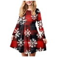 thumbnail image 1 of Zanarzt Robe Décontractée pour Fille à Manches Longues, Imprimé de Noël pour Fille, Bal de Promo, Fête de Noël, Robes pour Fille Rouge, 4-5 Ans, 1 of 5