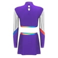 thumbnail image 4 of Aislor Femmes Manches Longues Bretelles Croisées Crop Tops & Jupe de Danse Uniforme de Cheerleading pour Adolescentes Violet P, 4 of 6