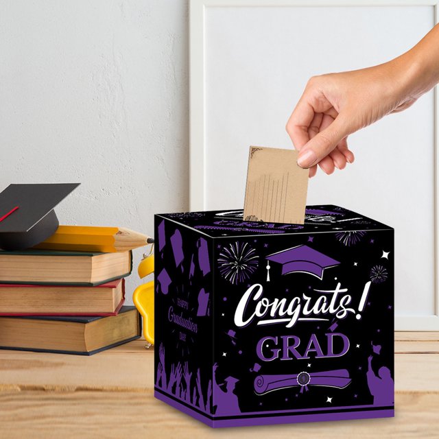 Wzzjkit Graduation Card Box, Congrats Grad Boxes Class Graduation Gift, Cards Box for Graduation Decorations Favors Party Supplies Props