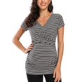 thumbnail image 2 of Vêtements de Grossesse Offres de l'Action de Grâce Liquidation Été Vêtements de Maternité pour Femmes Col Rond Manches Courtes Volants Pli Hauts de Grossesse, 2 of 5