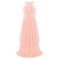 thumbnail image 3 of Miaeowve Flower Girls Sequined Halter High Neck Ruched Bust Chiffon Maxi Party Dress Wedding Prom Ball Gown Light Pink 12, 3 of 6
