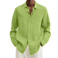 thumbnail image 4 of MesaSe Chemise à Manches Longues en Coton et Lin pour Hommes, Col Rabattu Ample, 4 of 6