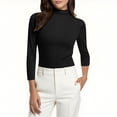 thumbnail image 4 of Women's Mock Neck Shirt 2025 - 3/4 Sleeve Slim Fit | Basic Layering Tee, 4 of 9