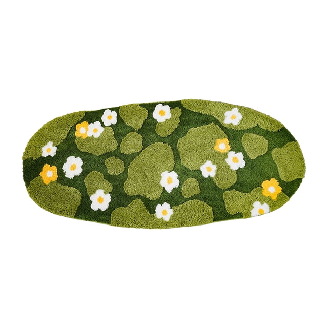 Moss Bathroom Rug, Soft Microfiber Bath Mat, Non-Slip Absorbent Area Carpet, Machine Washable for Shower, Bedroom, and Kitchen