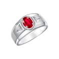 thumbnail image 3 of RYLOS Men's Rings Sterling Silver Classic 7X5MM Oval Gemstone & Diamond Ring Ruby July Birthstone Rings For Men, Men's Rings, Silver Rings, Size 8, 3 of 7