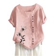 thumbnail image 1 of Cameland Hauts pour Femmes Col Rond Manches Courtes Imprimé Floral Chemise Ample, 1 of 3