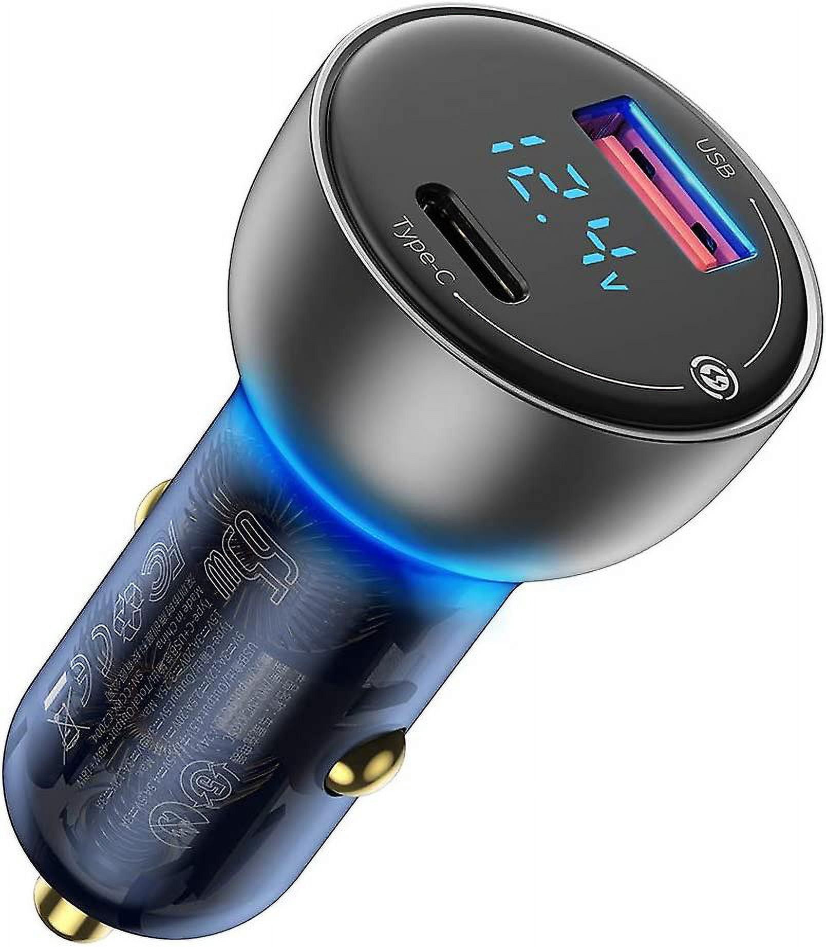 USB C Car Charger, 65W Metal Fast USB Car Charger, PD3.0 & QC4.0 Dual Port Car Adapter with LED Display compatible USB-C Laptop, MacBook, iPhone 12/12 Pro/Ma_Perfect Gift