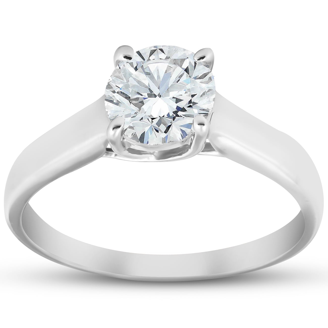 Solitaire Diamond Engagement Ring 1 Carat 14k White Gold