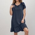 thumbnail image 2 of Liquidation d'Été 2025! Robe pour Femme Grande Taille, Liquidation de Robes d'Été pour Femmes, Robe d'Été pour Femme en Coton et Lin à Manches, Ourlet Volanté, Jupe Longue, 2 of 5