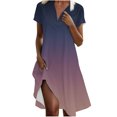 thumbnail image 2 of Ovzne Robes d'Été pour Femmes 2025 Robe d'Été Mode Femmes Imprimé Dégradé Col en V Manches Courtes Robe Ample et Confortable Robe Grande Taille Manches Courtes Imprimée Liquidation, 2 of 7