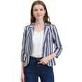 thumbnail image 1 of INSPIRE CHIC Blazer Ouvert à Rayures pour Femme à Manches 3/4 Bleu Blanc TG, 1 of 6