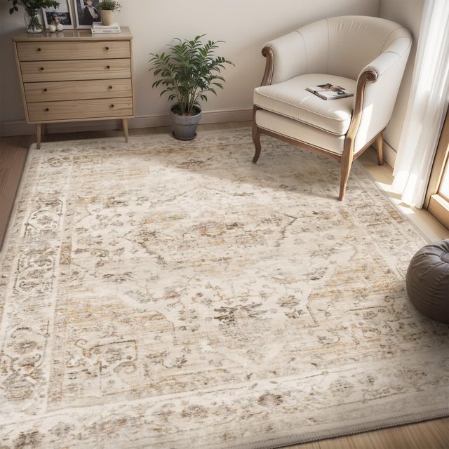 -Area Rug X Rugs for Living Room- Machine Washable Rug-Soft Living Room Rug-Vintage Non Slip Carpet-Rugs for Bedrooms Dining Room Living Room Office