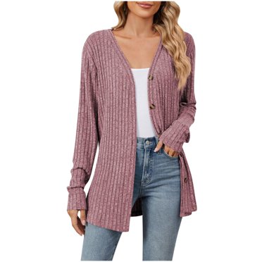 Pisexur Cardigan pour Femmes, Chandail, Couleur Unie, Cardigans à Rayures, Manches Longues, Ouvert à l'Avant, Chandails en Tricot Décontractés, Manteau, Vêtement d'Extérieur