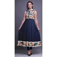 thumbnail image 2 of Bimba Robe Anarkali Aquarelle Bleu Royal Col Mandarin Sans Manches Kurtis pour Femmes Imprimé Robe Maxi Grande, 2 of 6