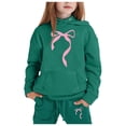 thumbnail image 1 of FhsagQ Outfits for Girls Children's Hoodie Set with Bow Print Girls Spring Outfits Size 8-9 Spring Dark Green 3-4Years, 1 of 4